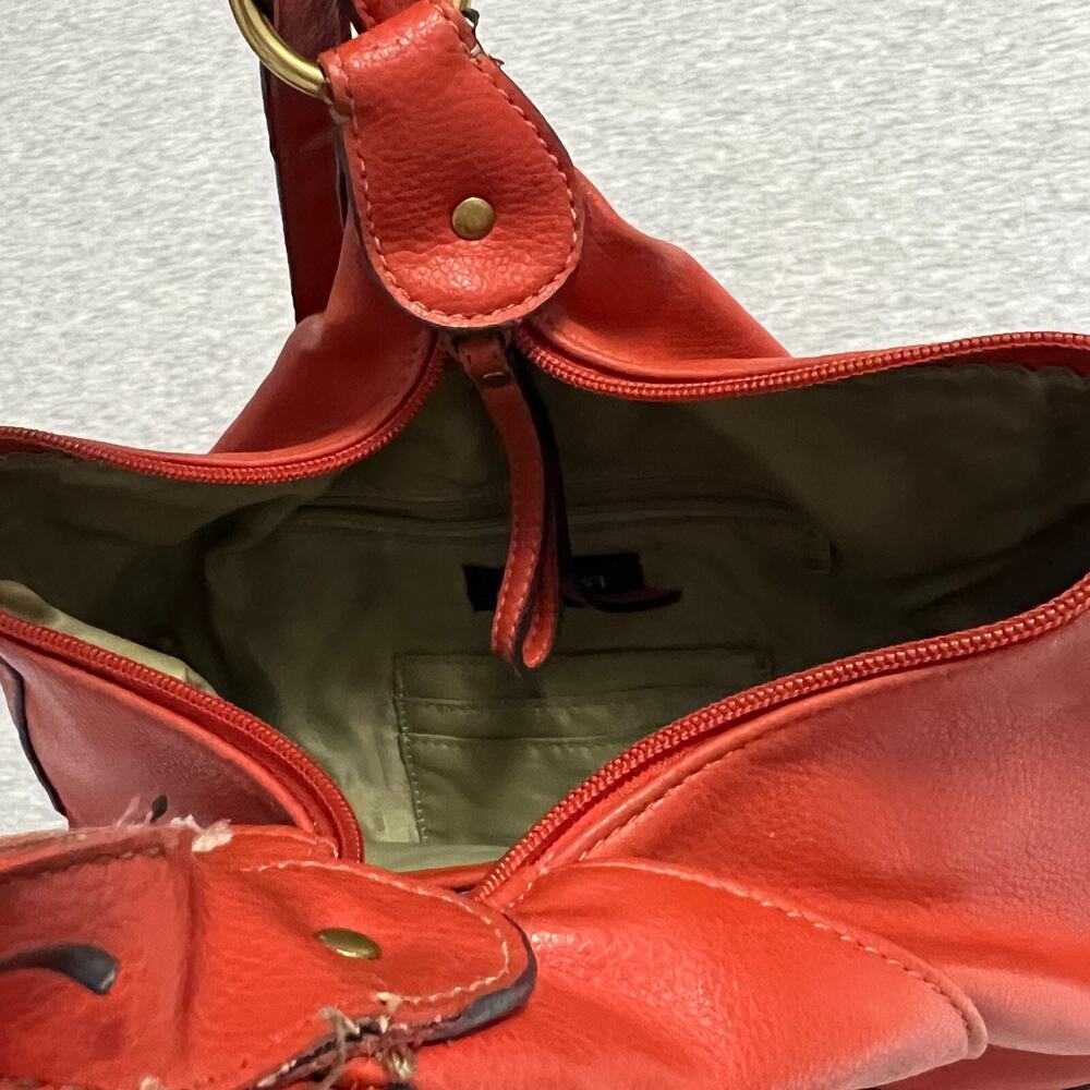 Vintage Nine West Backpack Bag PVC Vegan Faux Leather Orange 90's Pebbled - Picture 5 of 16